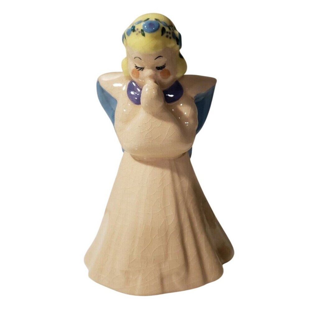 Vintage Kay Finch Hand Painted Angel Praying Figurine 1940s California Pottery